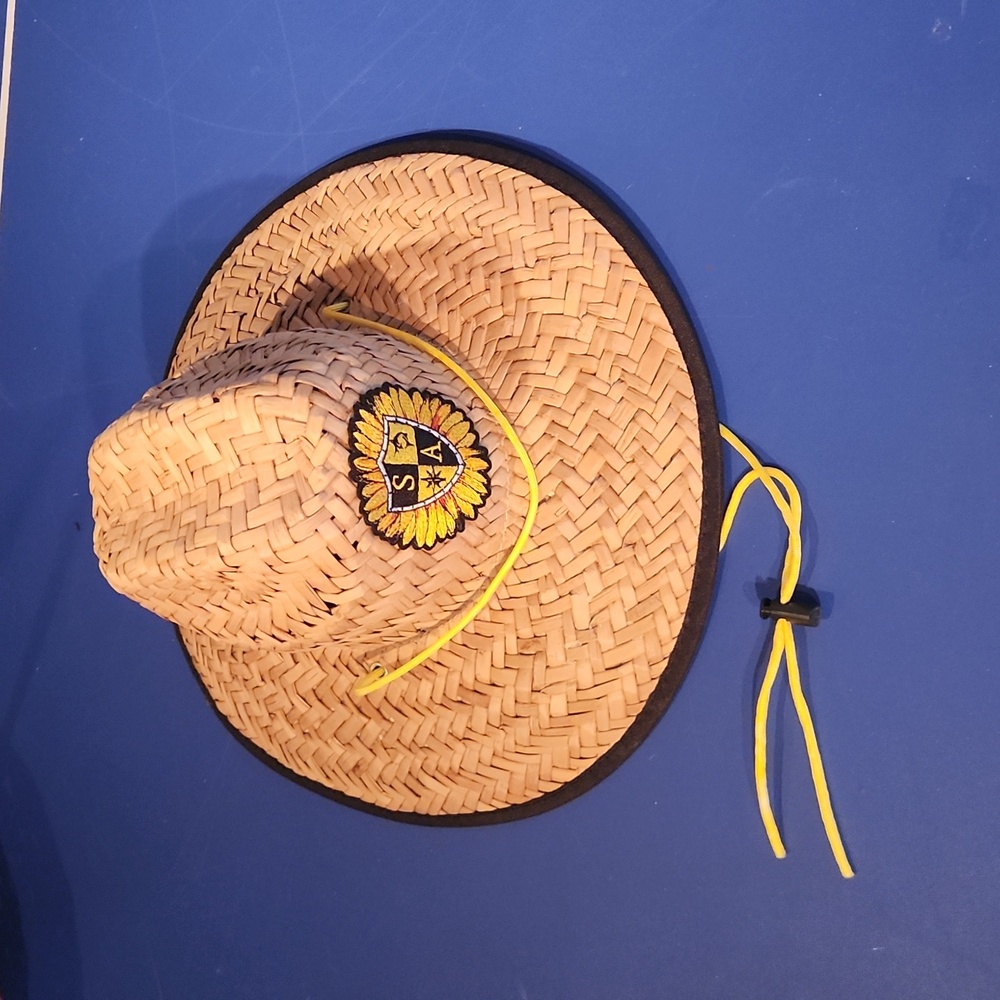 SA Company Under Brim Straw Hat Sunflower Pattern